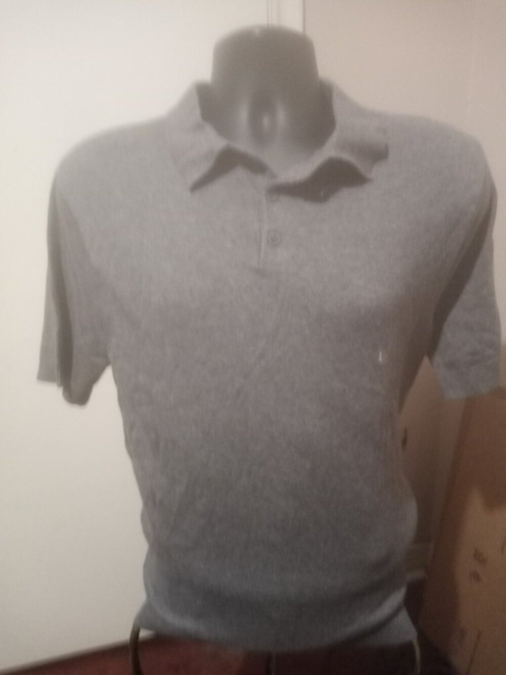 New NWT Structure Mens Slim Fit Polo Shirt Size Large L Gray Collar Short Sleeve